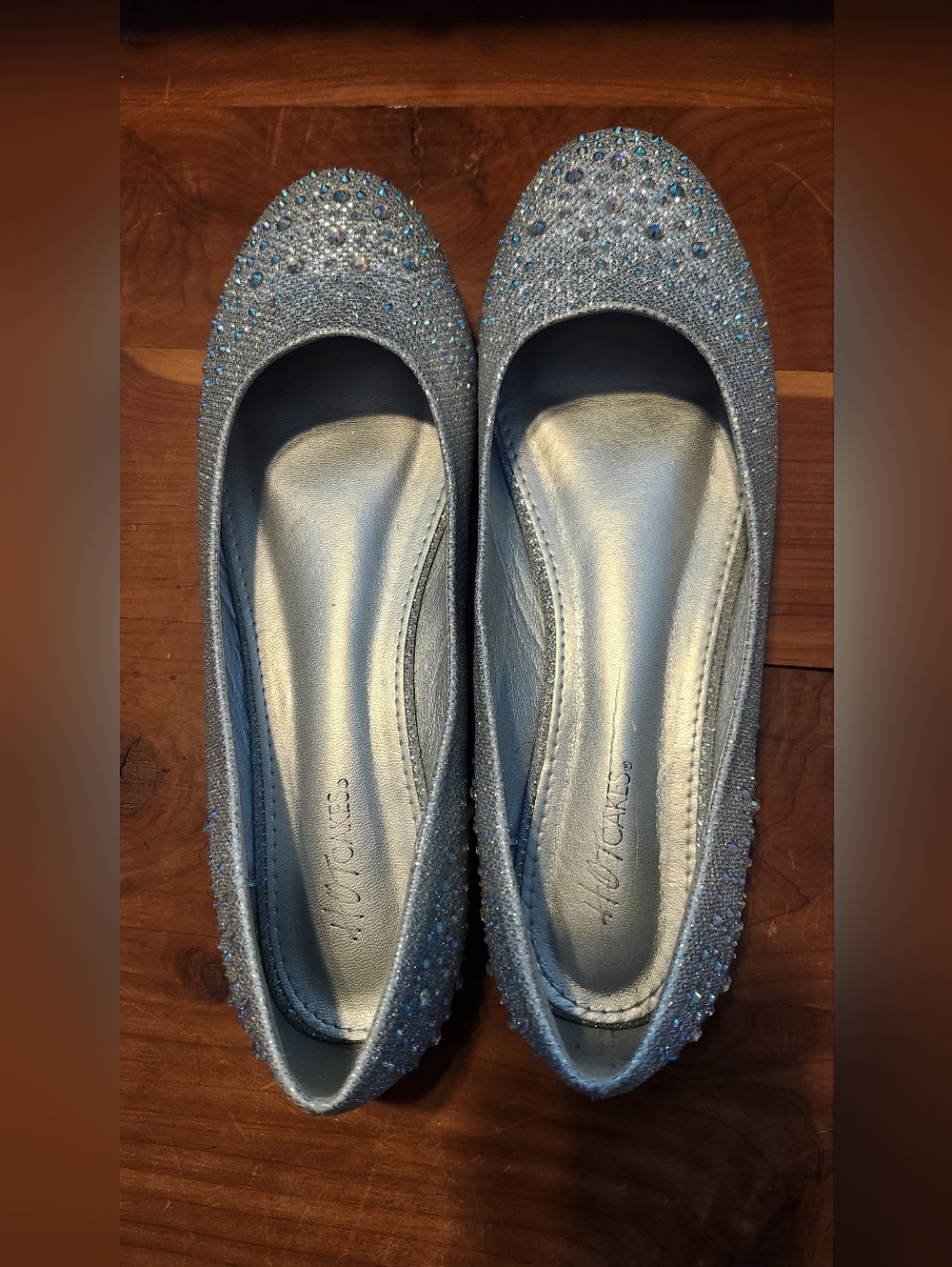 Hot Cakes Silver Glitter Crystal Ballet Flats